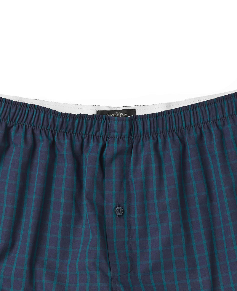 Navy Green Check Boxer Shorts