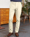 Beige Stretch Cotton Classic Fit Flat Front Chinos