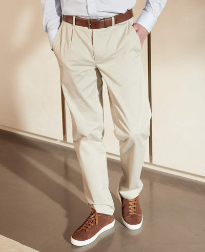 Men's Stretch Cotton Chinos in Beige