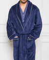 Navy Fleece Rope Edge Dressing Gown