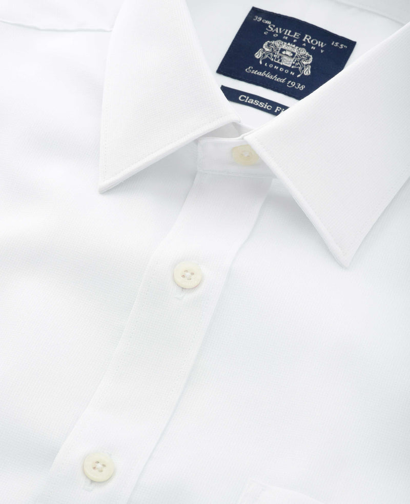 White Dobby Weave Cotton Classic Fit Formal Shirt - Single Cuff