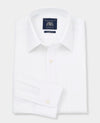 White Dobby Weave Cotton Classic Fit Dress Shirt - Single Cuff