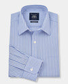 Blue Classic Fit Striped Dress Shirt - Single Cuff