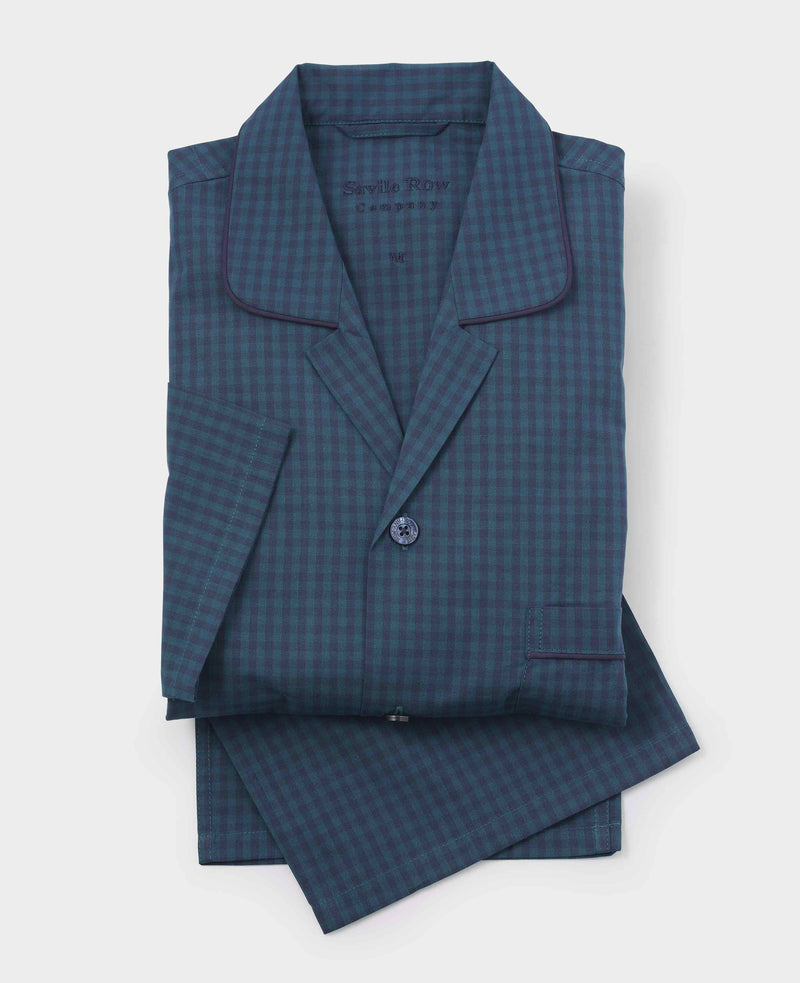 Mens Navy Green Check Pyjamas