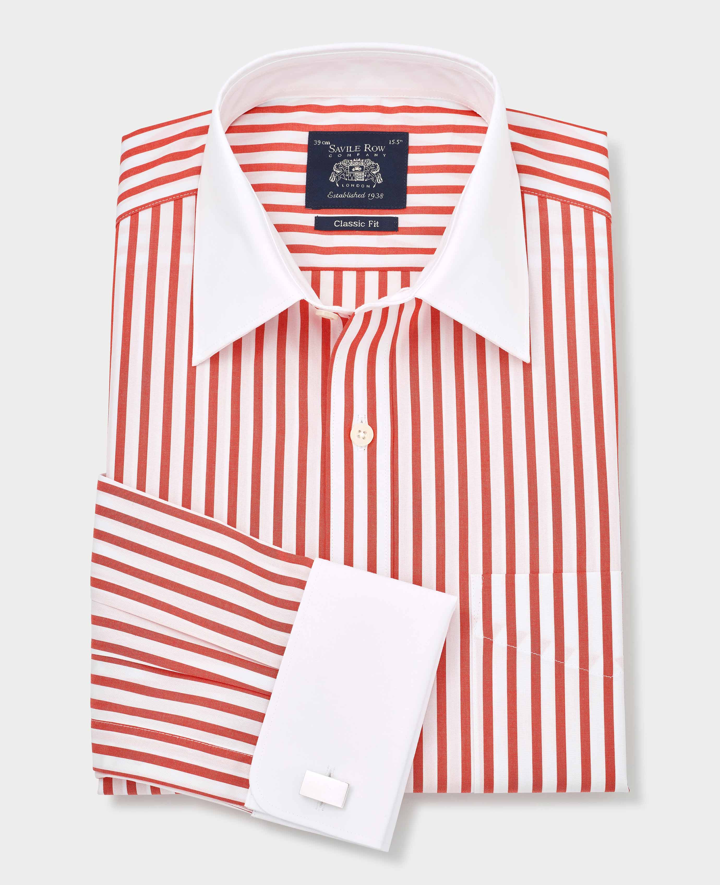 Red white dress shirt online