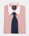 Red Stripe Classic Fit Contrast Collar Dress Shirt With White Collar & Cuffs