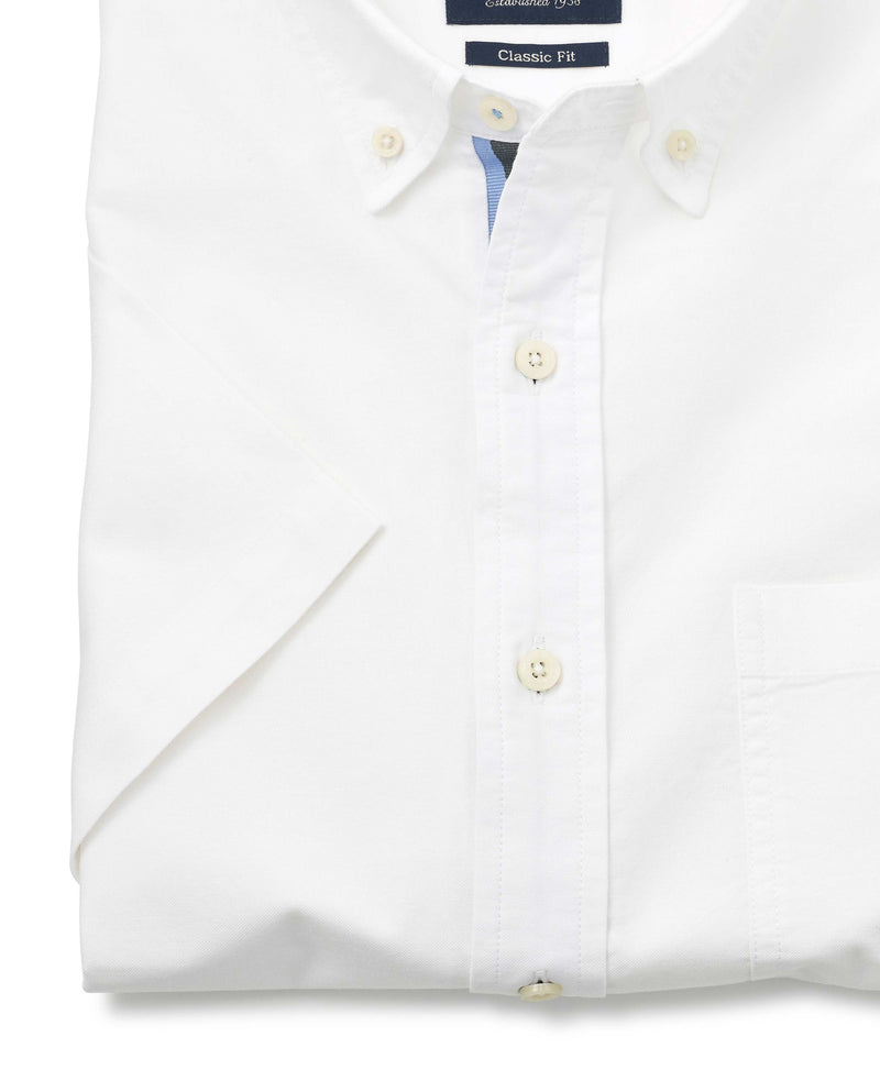 White Classic Fit Short Sleeve Oxford Shirt