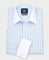 Sky Blue Stripe Classic Fit Contrast Collar Dress Shirt With White Collar & Cuffs