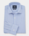 Blue Slim Fit Striped Dress Shirt - Single Cuff