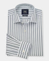 Green Slim Fit Striped Dress Shirt - Single Cuff