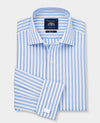 Sky Blue Slim Fit Striped Dress Shirt - French Cuff