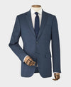 Dark Blue Wool-Blend Tailored Suit Jacket