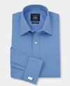 Mid Blue Herringbone Classic Fit Dress Shirt - French Cuff