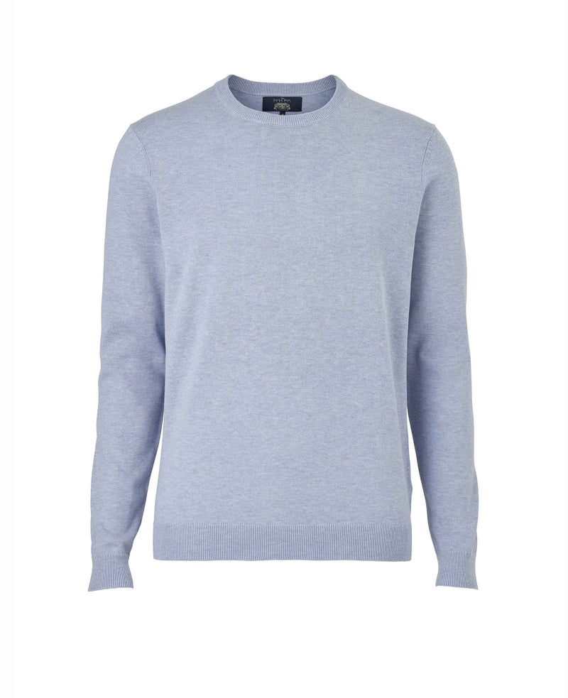 Light Blue Cotton-Blend Crew Neck Jumper