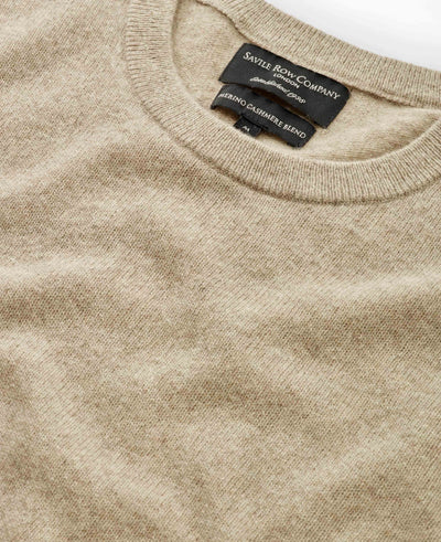 Beige Wool Cashmere Crew Neck Jumper