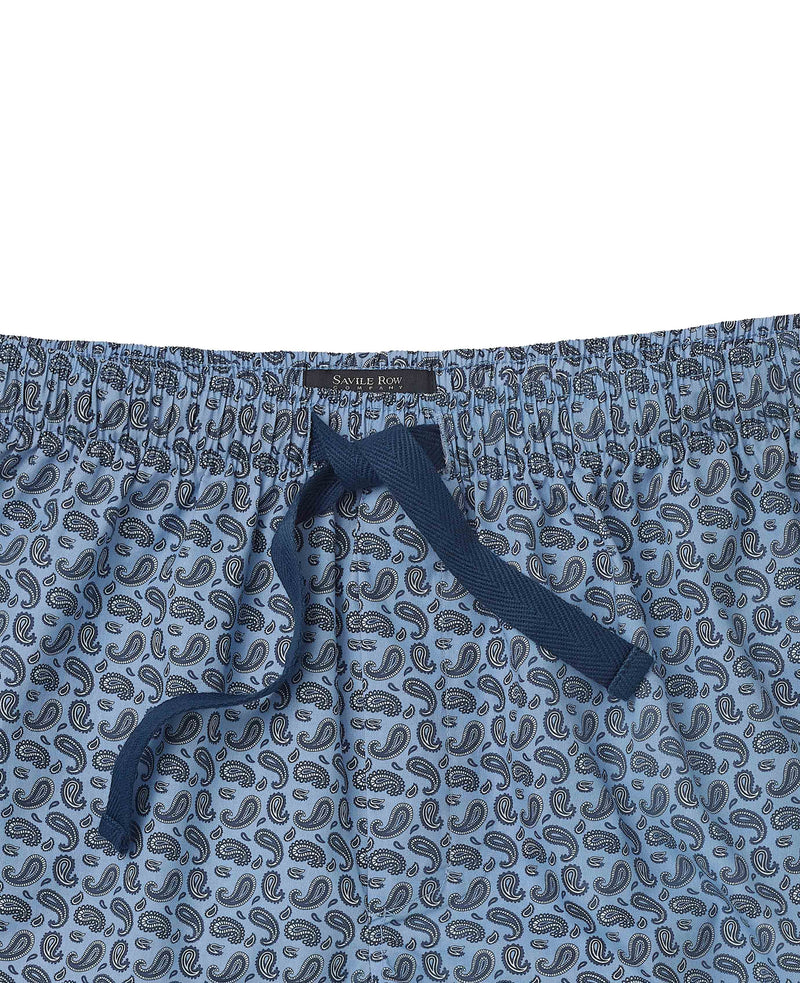 Blue Paisley Print Cotton Lounge Shorts