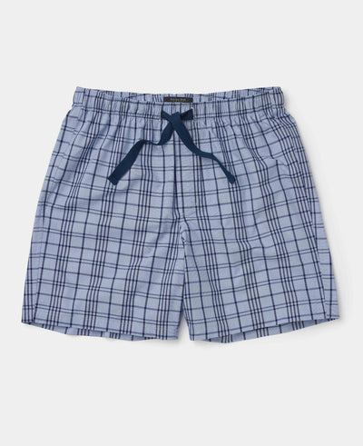 Men's Blue Check Cotton Lounge Shorts