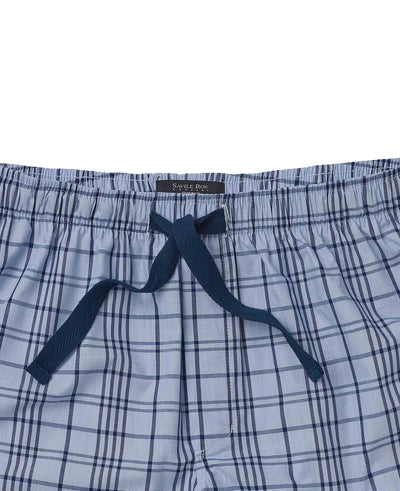 Blue Check Cotton Lounge Shorts