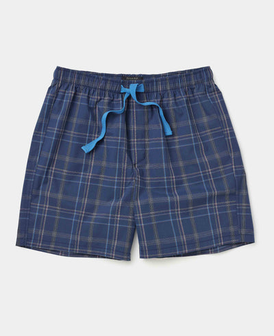 Men's Navy Check Cotton Pyjama Shorts