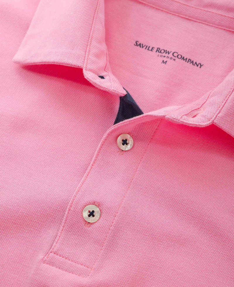 Pink Cotton Short Sleeve Polo Shirt