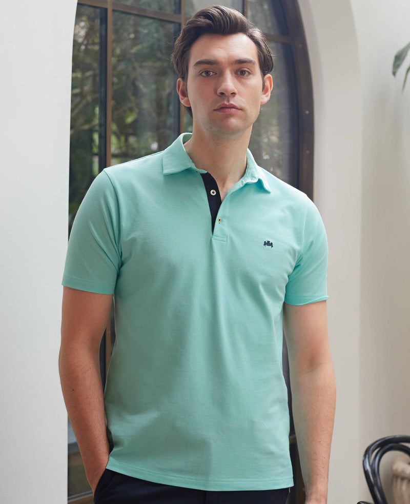 Spearmint Green Cotton Short Sleeve Polo Shirt