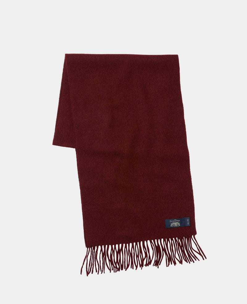 Men's Burgundy Virgin Wool Fringed Scarf