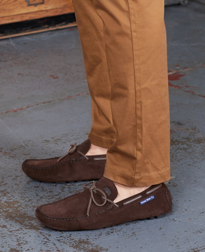 Men's Chocolate Brown Suede Driving Shoes