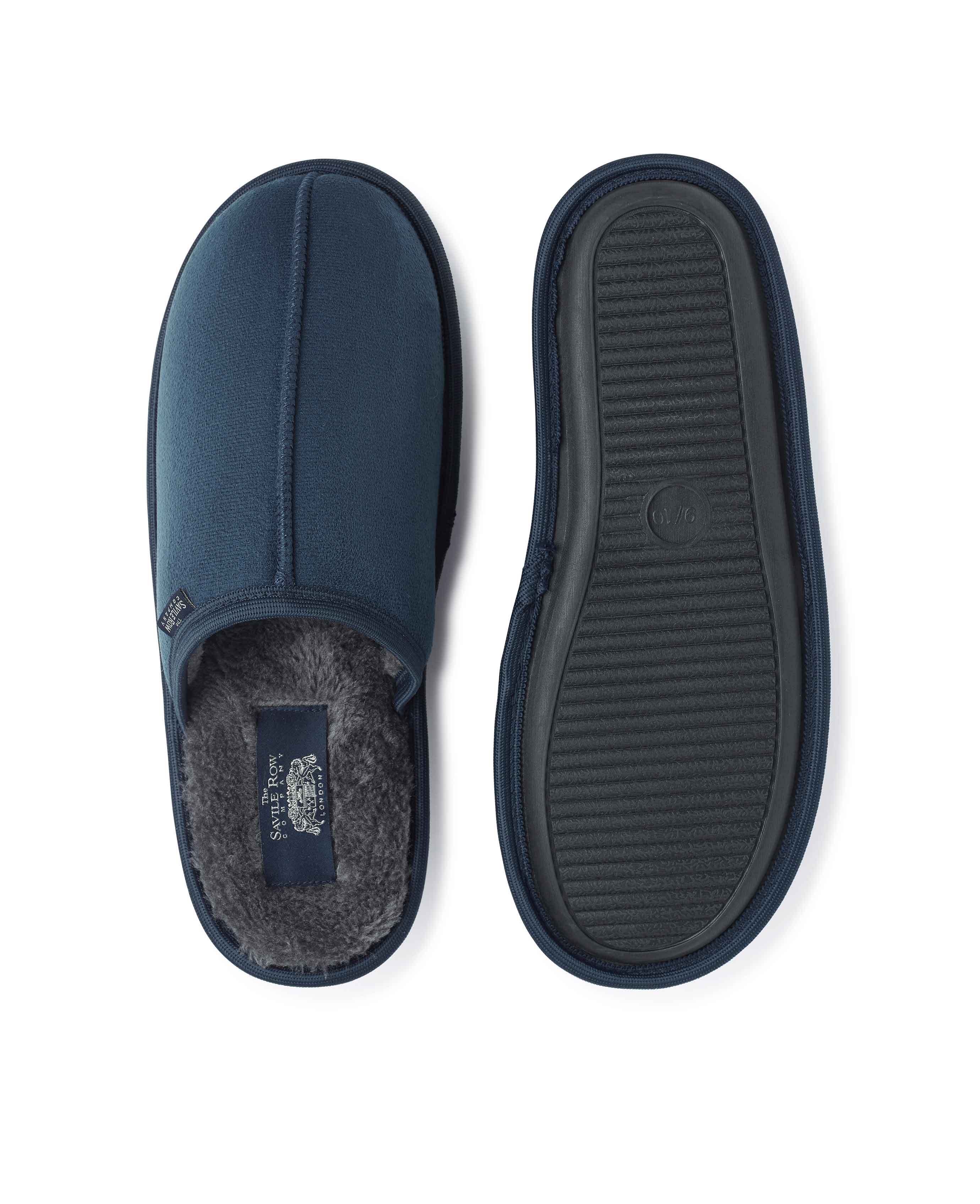 Men s Navy Microsuede Mule Slippers Savile Row US