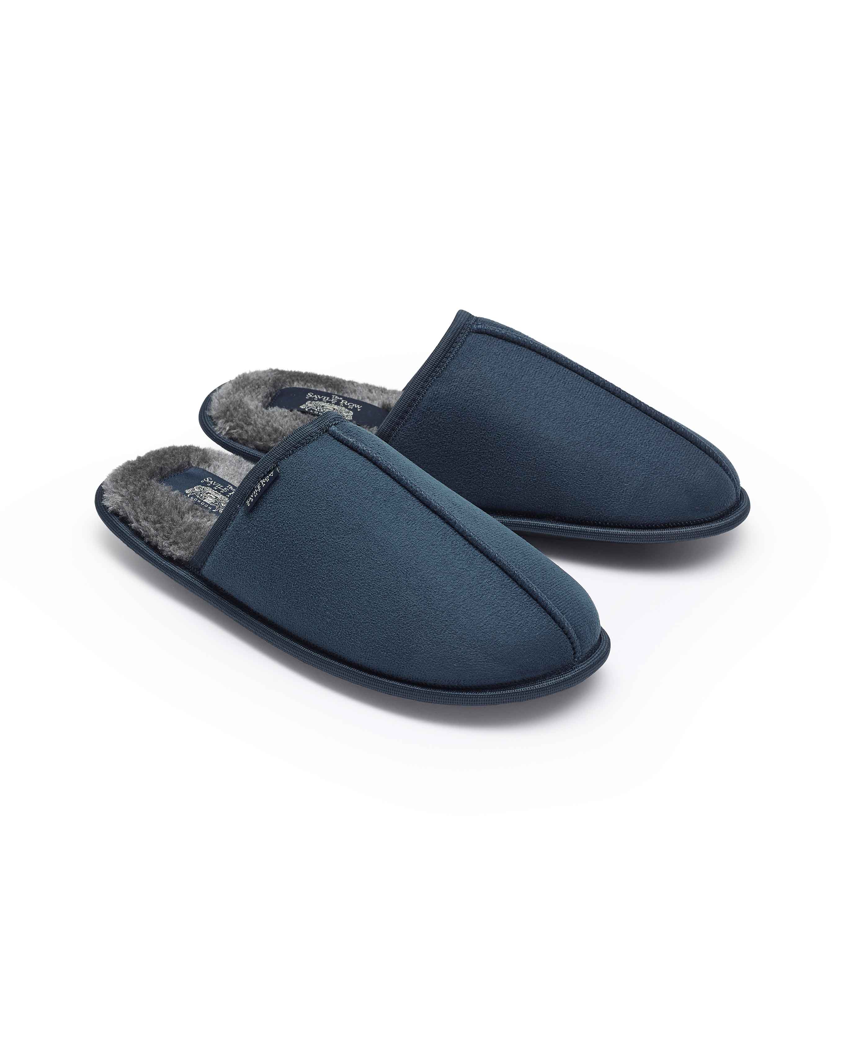 Men s Navy Microsuede Mule Slippers Savile Row US