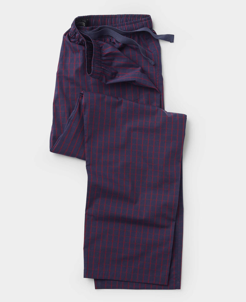 Navy Burgundy Check Cotton Lounge Pants