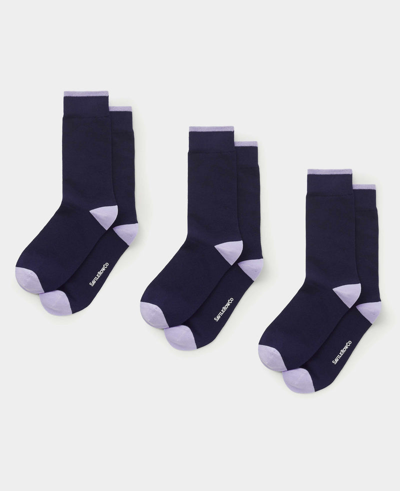 Men's Navy Cotton Blend Pack of Three Socks Product