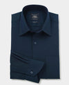 Navy Cotton Herringbone Classic Fit Formal Shirt - Single Cuff