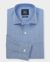 Navy Cotton Prince of Wales Check Classic Fit Dress Shirt - Single Cuff