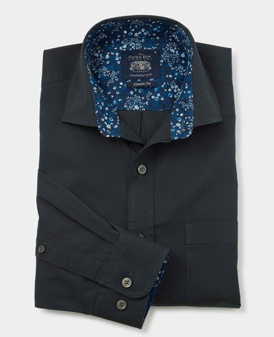 Navy Cotton Twill Classic Fit Casual Shirt