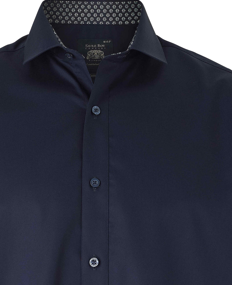 Navy Cotton Twill Classic Fit Smart-Casual Shirt - Single Cuff