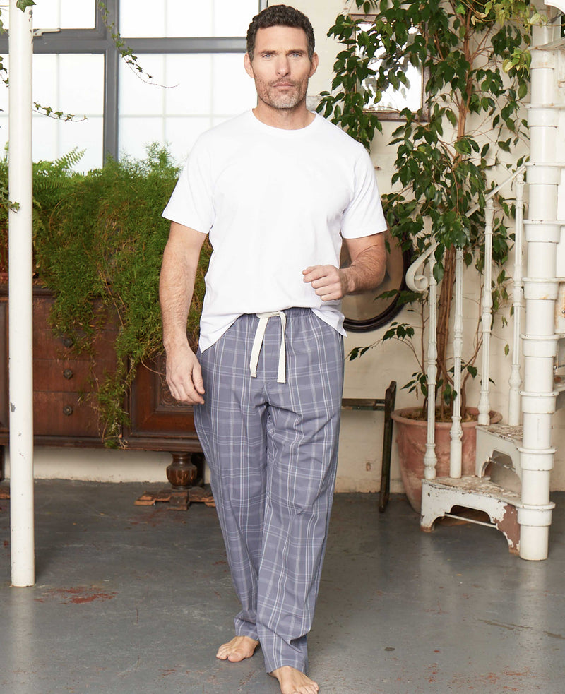 Men's Navy Cream Check Organic Cotton Lounge Pants