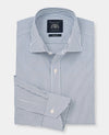 Navy Fine Stripe Slim Fit Dress Shirt - Single Cuff