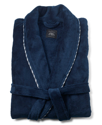 Navy Fleece Rope Edge Dressing Gown