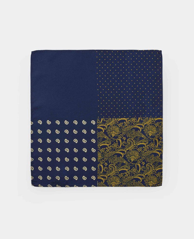 Navy Gold 4 in 1 Silk Pocket Square