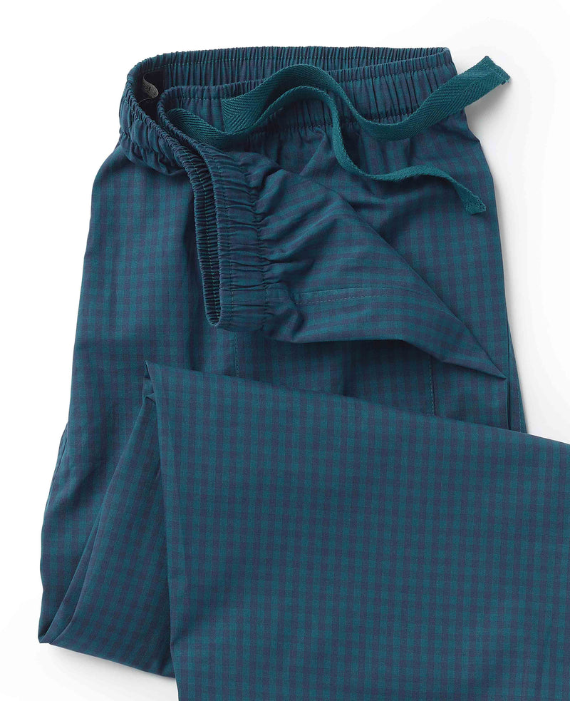 Green Navy Check Cotton Lounge Pants