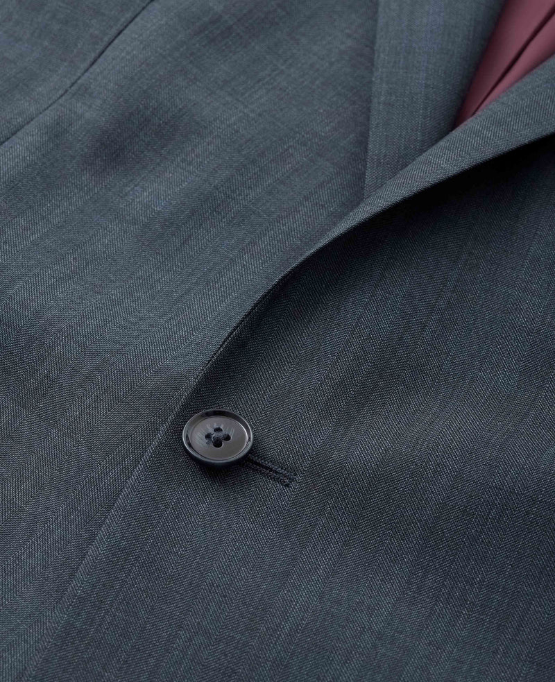 Navy Herringbone Wool-Blend Suit Jacket