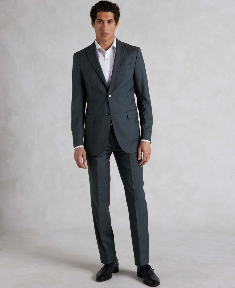 Navy Herringbone Wool-Blend Suit