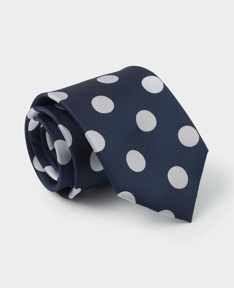 Men's Navy Spotted Silk Tie