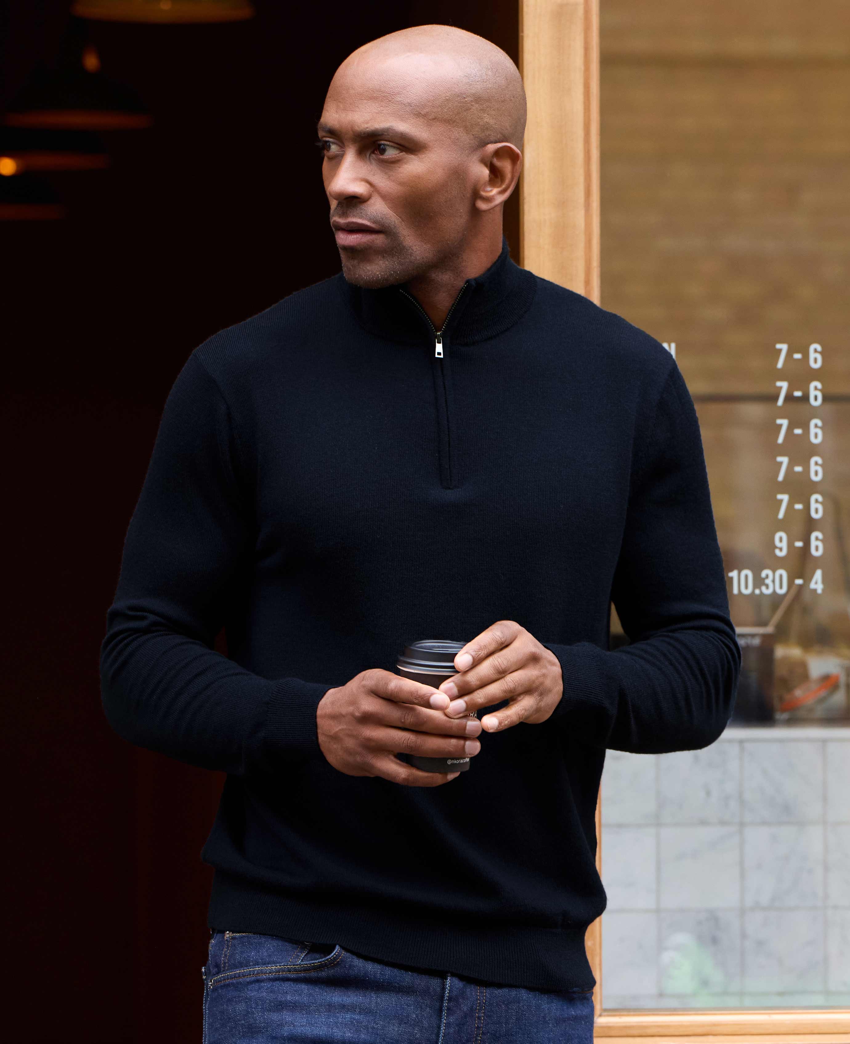 Merino wool zip neck sweater best sale