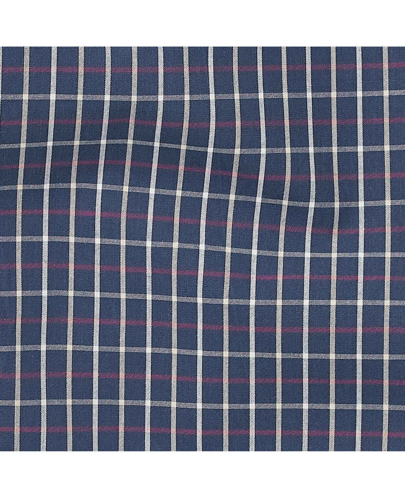 Navy Red White Check Cotton Lounge Pants - Fabric Detail - MLP1069NRW