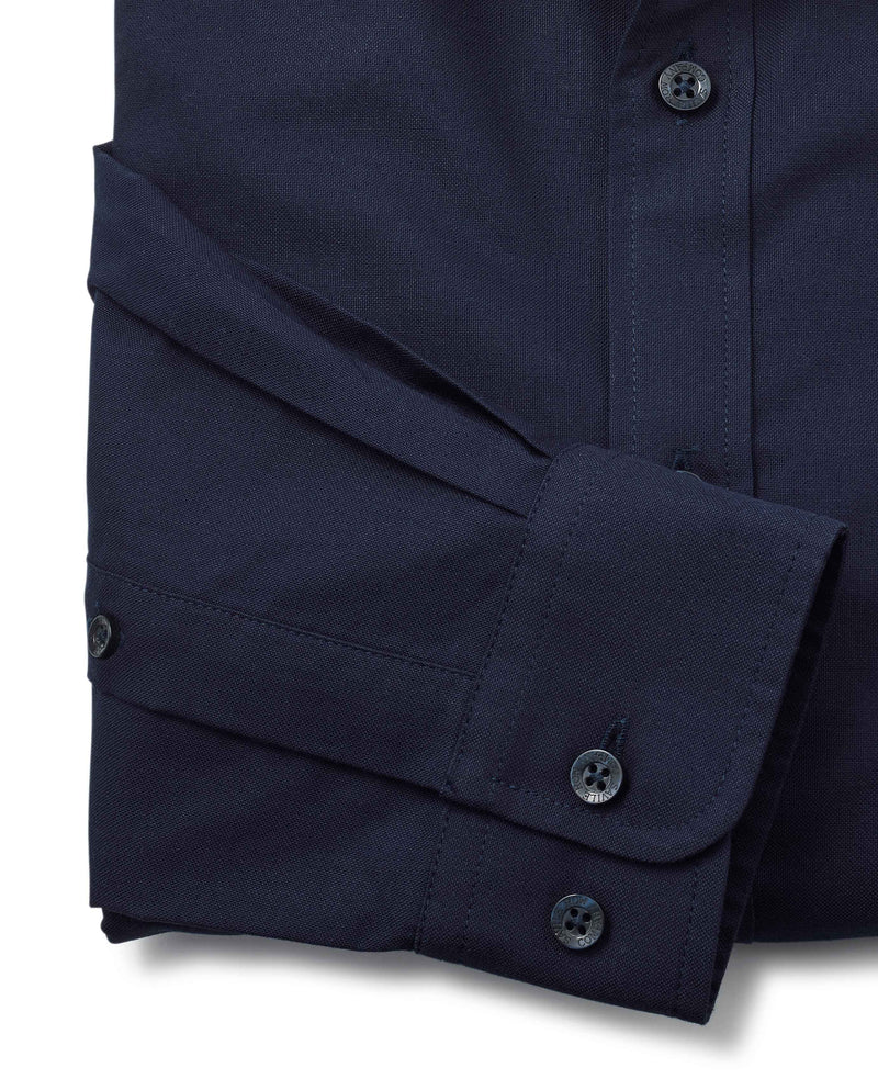 Navy Slim Fit Oxford Shirt   - Cuff Detail - 1405NAV