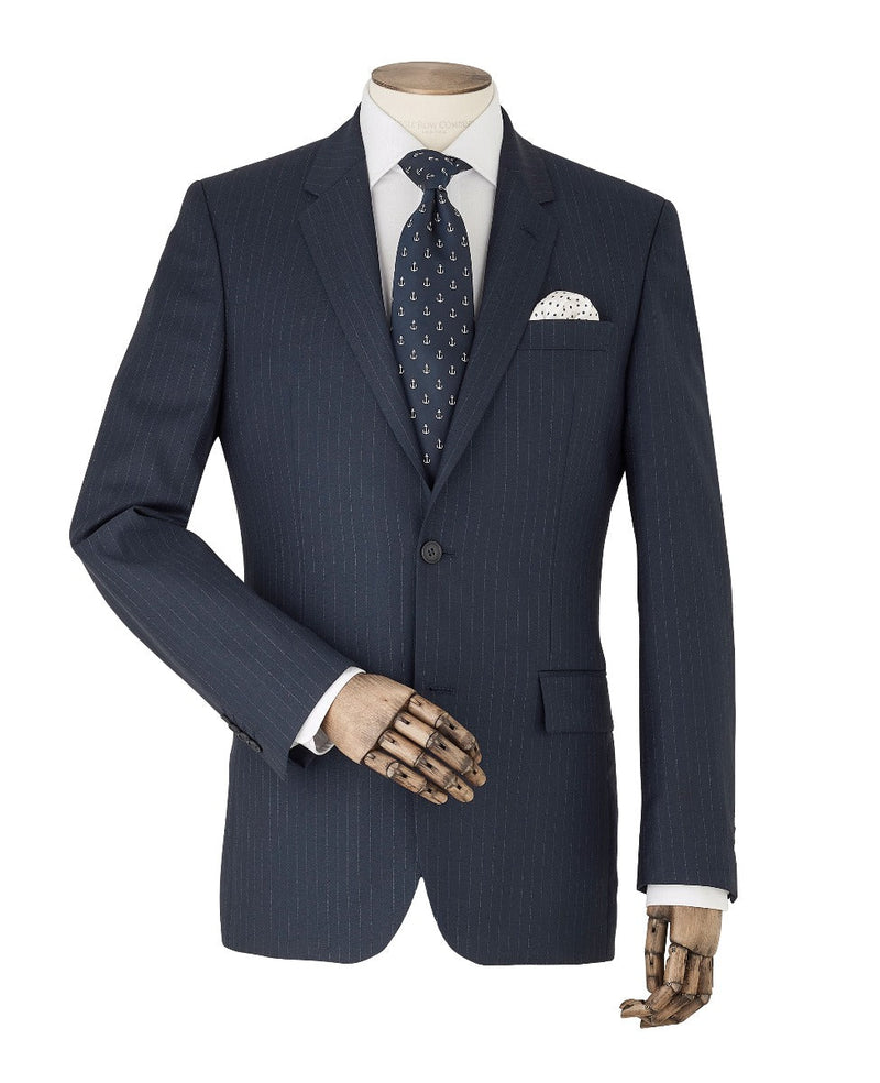 Men's Navy Stripe Tailored Suit Jacket