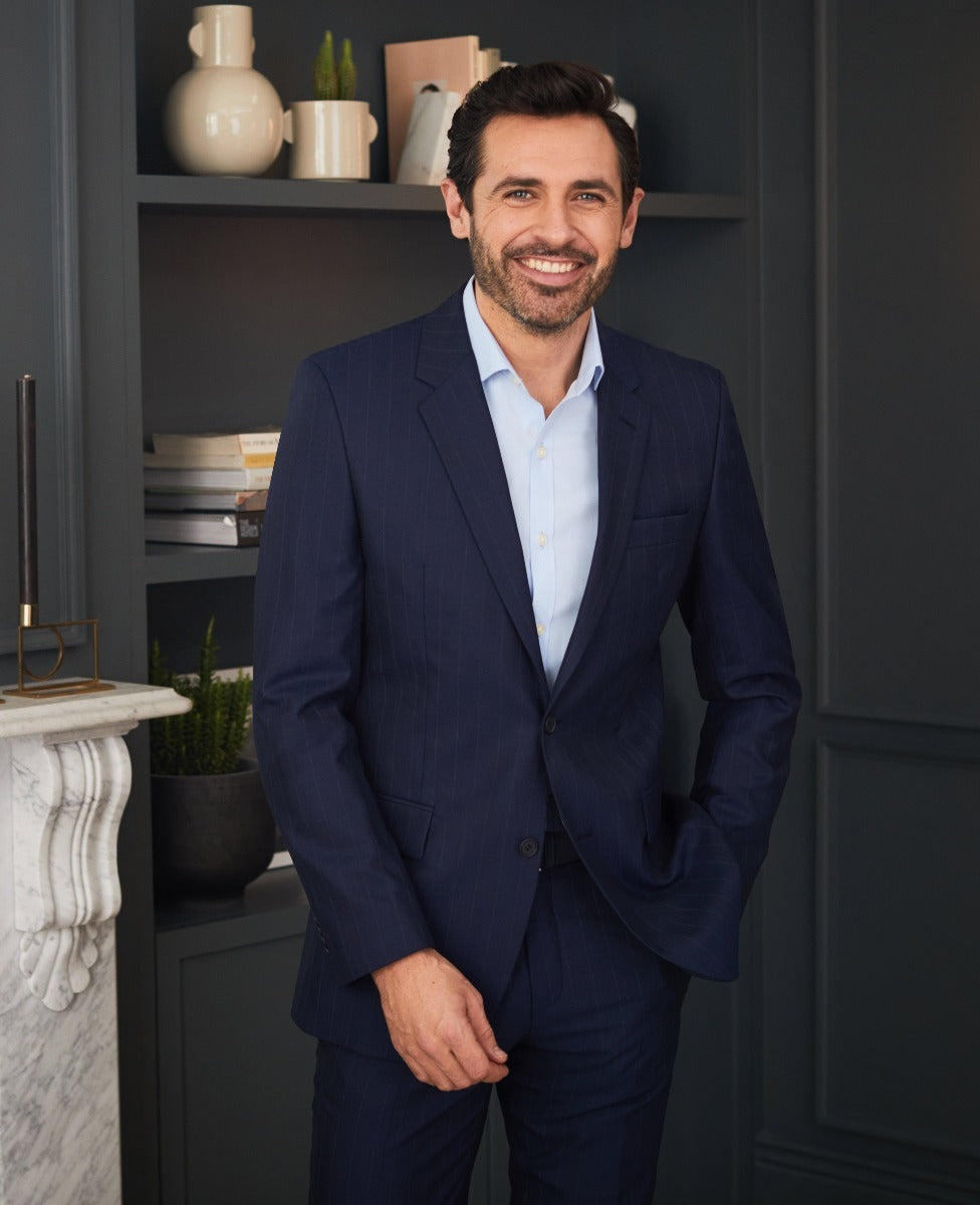Men's navy suits. Tailored by the Savile Row Company