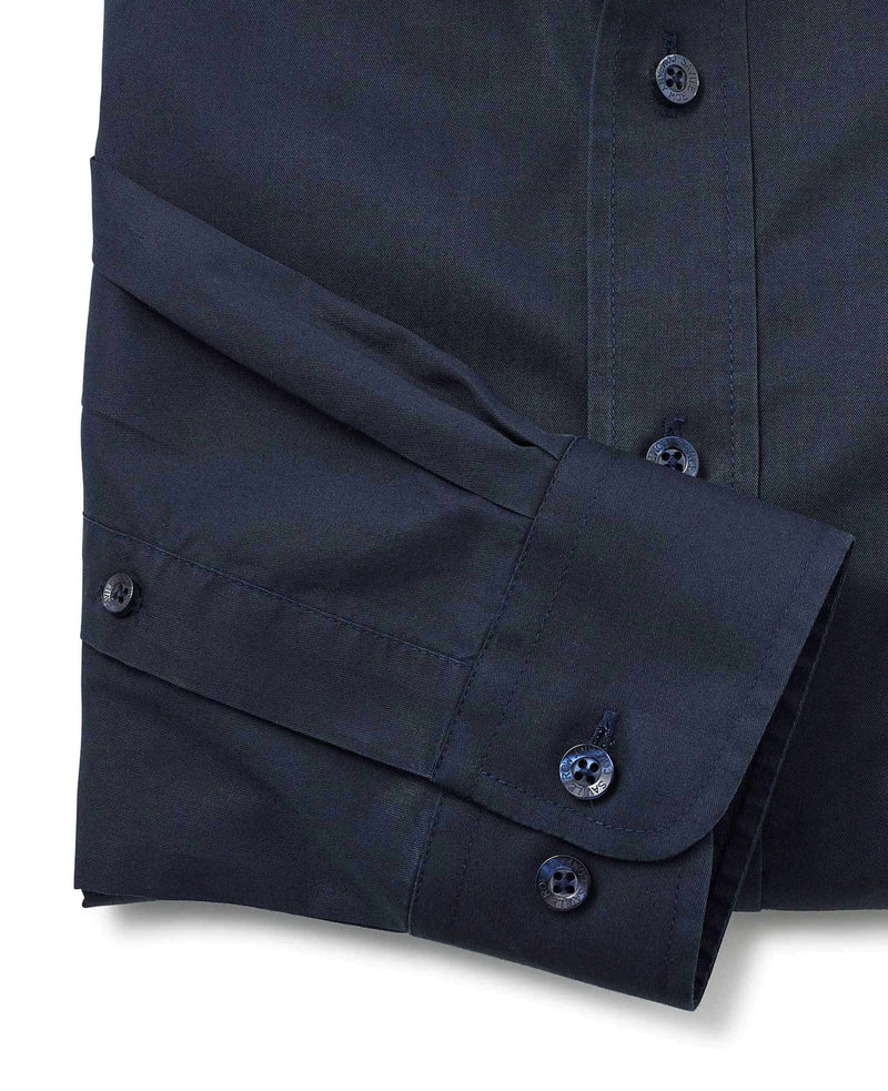 Navy Twill Slim Fit Shirt in Shorter Length - Cuff Detail - 1398NAV