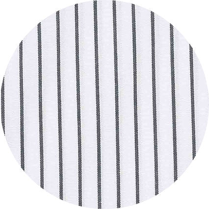 Navy White Stripe Cotton Classic Fit Dress Shirt - French Cuff